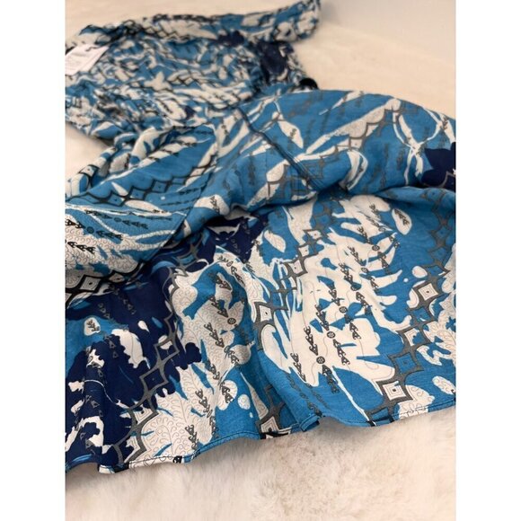 New REISS Size US 0 Split-Neck Printed Dress Blue Multi - Picture 8 of 14